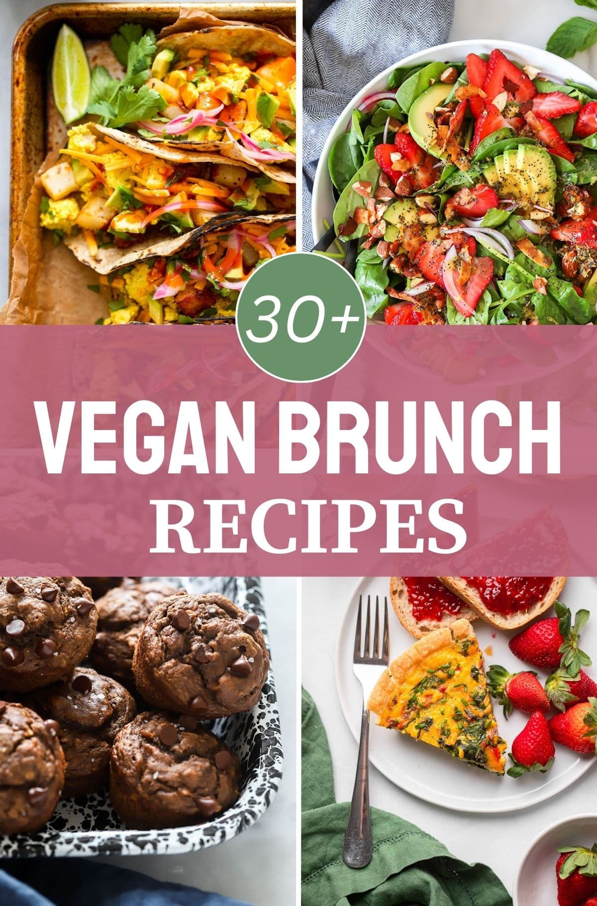 Beautiful vegan brunch spread with colorful plant-based dishes